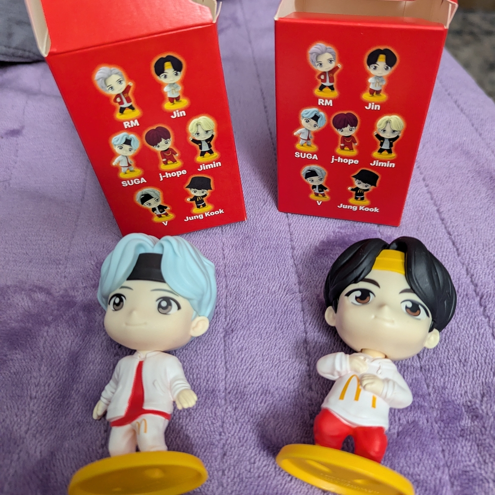 BTS Character Figurine Set - McDonald's Happy Meal Figurines W/ Trading Cards